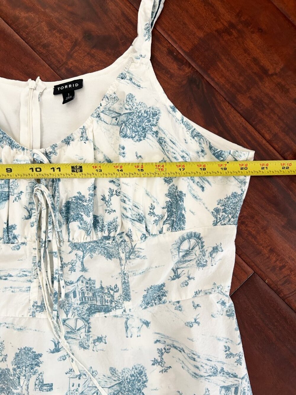 Torrid Blue White Corset Peplum Tank Top Cottagecore Milkmaid Country Size 1 - Picture 3 of 10